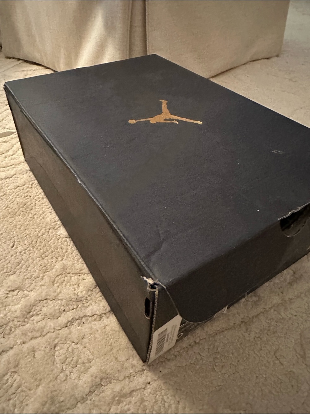 Jordan Low-Top Sneakers in White and Tan with Elephant Print Swoosh - Picture 7 of 8